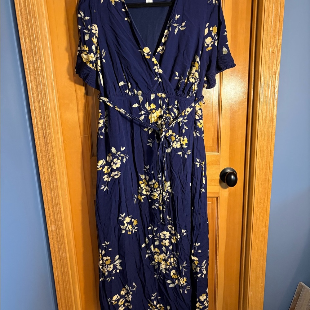 Motherhood Navy and Yellow Floral Maxi Dress
